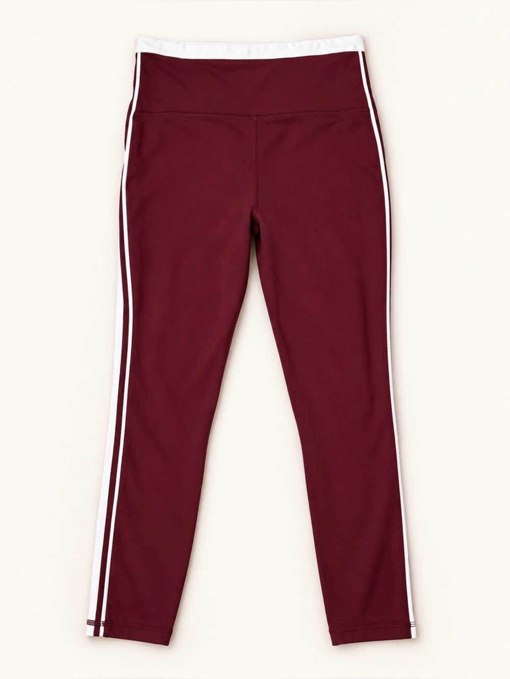 Athleta Burgundy Leggings with White Side Stripes | Large | New Without Tags
